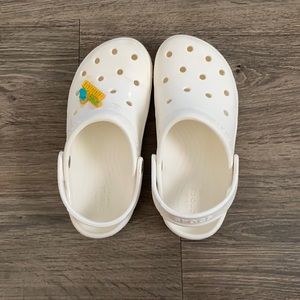 White Crocs size 7 with free gibet
